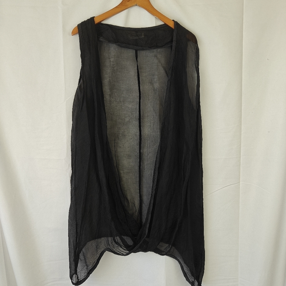 VTG Blue Fish Mesh Silk Navy Blue Boho Blouse Size 0 Women's - Picture 4 of 15